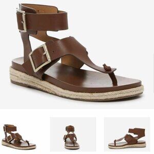 Crown Vintage leather Sanshell Expadrille Sandals brown size 10M wedge boho